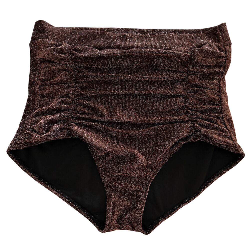 Unique Vintage Bronze Metallic  Monroe High Waist Bikini Bottom  1X NWOT
